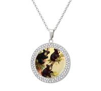 Bears Climbing Trees Women's Necklaces Round Alloy Pendant Necklace Minimalist Jewelry