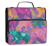 Bears Colorful Glittering 3 Rings Organizer Binder with Shoulder Strap Multi-Pocket Portfolios Portfolio Organizer for Office School Gestor de encuadernación de documentos