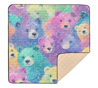 Bears Colorful Glittering Large Stylish Baby Playmat for Floor Washable Foldable Infant Play Activity Mat for Newborns Babies Infants Toddlers, 50'' x 50''