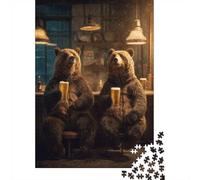 Bears Drinking Beer at The Bar, 1000 Piece Paper Jigsaw, 70x50cm/1000pcs
