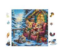 Bears in Cozy Cottage 100-piece Jigsaw Puzzle Set For Adults Teens 14+ Logic Skill Indoor Game Family Game Night Summer Thick Cardboard 28x28cm