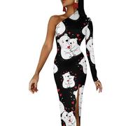 Bears Mom Hug Little Women's Casual Dresses One Shoulder Split Maxi Dress Party Evening Gowns S