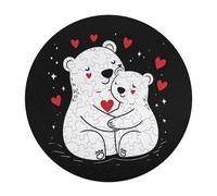Bears Mom Hug Little Wooden Jigsaw Puzzles for Adults Funny Intelligent Games Round Home Decor Artwork
