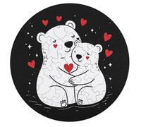 Bears Mom Hug Little Wooden Jigsaw Puzzles for Adults Funny Intelligent Games Round Home Decor Artwork