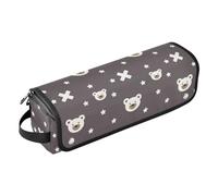 Bears on Dark 2-in-1 Curling Iron Travel Case with Heat Resistant Pad Heating Tools Travel Bag Organizer for Flat Irons, Straighteners, Curling Irons Women Essentials Storage, Bears on dark, 14.6"x