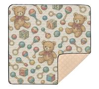 Bears Pattern - Vintage Style(2) Large Non-Slip Baby Activity Play Mat for Floor Washable Infant Play Activity Mat for Baby Kids Toddlers Infants, 50'' x 50''