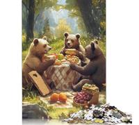 Bears Picnic in The Woods Puzzle Relax Challenge Toy Paper Rectangular Jigsaw Puzzle for Boy Or Girl 1000pcs (75x50cm)