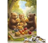 Bears Picnic Puzzle DIY Game Paper Rectangular Jigsaw Puzzle for Boy Or Girl Birthday Present 500pcs (52x38cm)