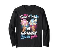 Bears Pink Or Blue Grammy Loves You Gender Reveal Long Sleeve T-Shirt