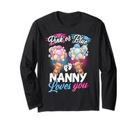 Bears Pink Or Blue Nanny Loves You Gender Reveal Long Sleeve T-Shirt