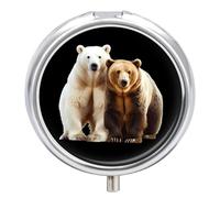 Bears Travel Pill Organizer Portable Round Dispensers Medicine Case Daily Compartments for Easy Access