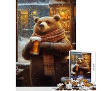 Bear's Winter Brew- Jigsaw Puzzles 1000 Pieces for Teenagers Relaxing Quiet Leisure Fun Relaxing Soothing Indoor Play (38X52cm)