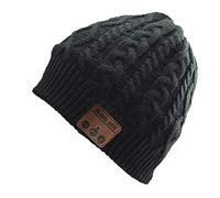 BearsFire Wireless Music Beanie Hat with Bluetooth Headphones Headset Speaker Mic Winter Warm Skull Running Knit Cap for Men Women Outdoor Sport Gifts Black