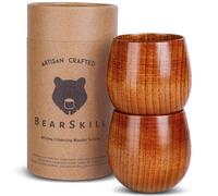 BearSkill Handcrafted Whiskey Enhancing Wooden Tumbler, Bourbon Drinking Glass Bourbon Gifts for Men - Wooden Old Fashioned Glass | Great Whiskey Gifts for Men (2 Pack)