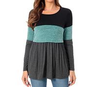 Bearsland Women's Nursing Tops Long Sleeve Scoop Neck Breastfeeding Shirt Maternity Clothes, Green, XL