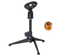 Bearstar Universal Desktop Desk Microphone Stand Portable Adjustable Foldable Tripod MIC Stand with Microphone Clip Pack of 2