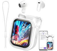 BEARTAIN NE20 AI Translation Earbuds in Real Time, Language Translator Earbuds Open Ear Headphones Touch Screen Support 135 Languages Translation Device fit iOS & Android for Travel Business White
