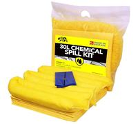 BearTOOLS 30L Chemical Spill Kits - Absorbs Strong Chemicals: Acids, Akalis - Made in UK, Yellow Spill Pads & Absorbent Socks, Complete Kit - Easy Spill Clean Up for Workplace, Industrial Safety