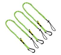 BearTOOLS Green Tool Lanyard with Aluminum Screw Lock Carabiner - Extend up to 165cm - Max Load 8KG / 17.6lb - Shock Absorbing Tool Tether For Working At Height, Scaffolding (3-Pack)