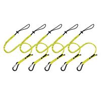 BearTOOLS Tool Lanyard with Buckle Strap - Clip Bungee Cord - Heavy Duty Screw Locking Carabiner - Fall Protection - Adjustable Loop End - Tough Tether - Construction - 5 Pack (Yellow 0925YS)