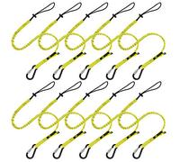 BearTOOLS Tool Lanyard with Buckle Strap - Clip Bungee Cord - Heavy Duty Screw Locking Carabiner - Fall Protection and Safety - Adjustable Loop End - Tough Tether - Construction - 10PK (Yellow 0929YS)