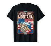 Beartooth Highway Montana Flag Scenic Road Mountain Retro T-Shirt