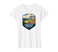 Beartooth Highway National Scenic Byway Shield Value Graphic T-Shirt, Women, White, S