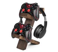 BEARUT Game Controller Holder Headset Stand 2-Tier Universal Controller Gaming PC Accessories Storage Rack Headphone Stand for Xbox Series PS5 PS4 by Wood