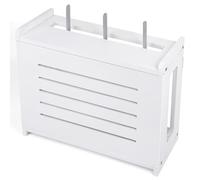 BEARUT Router Shelf Wall Mount WiFi Router Storage Box Modem Cable Cover Organized Power Strip Cable Management Hider Rack By Solid Wood White