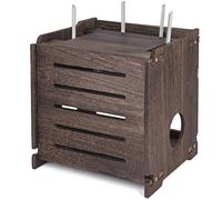 BEARUT Wooden Wireless WiFi Router Storage Box Modem Router Cover Wood Shelf Power Strip and Cable Management Hider Rack Office Desktop Organizer Shelves Rural Need Assembly