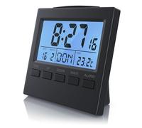 Bearware Digital Alarm Clock DCF for Bedrooms, Bedside Clock with 3.3" (8.34 cm) LCD Display Backlight, Thermometer Indoor Temperature, Snooze, Date and Day, silent alarm for Office Kids Elder