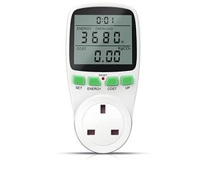 Bearware Electricity Usage Monitor Power Meter Plug Backlight LCD Energy Monitor Plug Watt Meter, UK Socket Power Monitors, Power Consumption Energy Saving Amp Watt KWH Volt Meter Outlet