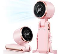 Bearwind Portable Handheld Turbo Fan - 5 Gear High Speed 4000mAh Rechargeable Mini Personal Hand Fan Blow Cold Air, Battery Operated Travel Essentials, Holiday Gifts for Women, Men (Pink)