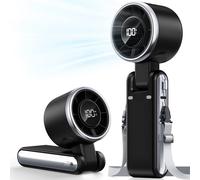 Bearwind Portable Handheld Turbo Fan - 5 Gear High Speed 4000mAh Rechargeable Mini Personal Hand Fan Blow Cold Air, Battery Operated Travel Essentials, Holiday Gifts for Women, Men (Black)