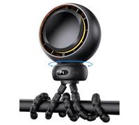 Bearwind Portable Pram Fan - 60° Auto Oscillating Stroller Fan, 4400mAh Rechargeable, LED Display & Night Light, Flexible Tripod Clip for Pushchair, Buggy, Car Seat, Travel Essentials (Black)