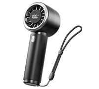 Bearwind Turbo Handheld Fan, Portable Mini Hand Fan with 5 Speeds & LED Display, Small Rechargeable Personal Cooling, Travel Essentials, Outdoor Holiday Gifts for Women Men Kids - Black