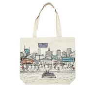 Beary Blu Cities Around the World Artwork Tote Bag Series- Designed in the USA, 17"x14", Double Sided Print, Souvenir & Gift (Nashville)