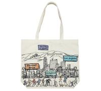 Beary Blu Cities Around the World Artwork Tote Bag Series- Designed in the USA, 17"x14", Double Sided Print, Souvenir & Gift (Los Angeles)