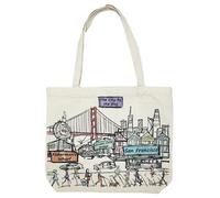 Beary Blu Cities Around the World Artwork Tote Bag Series- Designed in the USA, 17"x14", Double Sided Print, Souvenir & Gift (San Francisco)