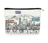 Beary Blu Cities Around the World Cosmetic Bag Series - Designed in the USA, Travel Makeup Bag with Zipper, Souvenir Gift for Women, Cute City Artwork Organizer for Purse or Toiletry (Los Angeles)
