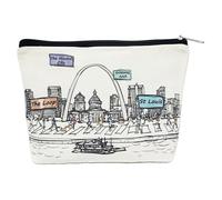 Beary Blu Cities Around the World Cosmetic Bag Series - Designed in the USA, Travel Makeup Bag with Zipper, Souvenir Gift for Women, Cute City Artwork Organizer for Purse or Toiletry (St Louis)