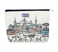 Beary Blu Cities Around the World Cosmetic Bag Series - Designed in USA, Travel Makeup Bag with Zipper, Souvenir Gift for Women, Cute City Artwork Organizer for Purse or Toiletry (Charleston)