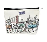 Beary Blu Cities Around the World Cosmetic Bag Series - Designed in USA, Travel Makeup Bag with Zipper, Souvenir Gift for Women, Cute City Artwork Organizer for Purse or Toiletry (San Francisco)