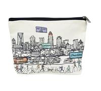 Beary Blu Cities Around the World Cosmetic Bag Series - Designed in USA, Travel Makeup Bag with Zipper, Souvenir Gift for Women, Cute City Artwork Organizer for Purse or Toiletry (Charlotte)