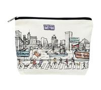 Beary Blu Cities Around the World Cosmetic Bag Series - Designed in USA, Travel Makeup Bag with Zipper, Souvenir Gift for Women & Teens, Cute City Artwork Organizer for Purse or Toiletry (Baltimore)