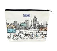 Beary Blu Cities Around the World Cosmetic Bag Series - Designed in USA, Travel Makeup Bag with Zipper, Souvenir Gift for Women, Cute City Artwork Organizer for Purse or Toiletry (Indianapolis)