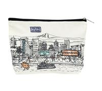 Beary Blu Cities Around the World Cosmetic Bag Series - Designed in USA, Travel Makeup Bag with Zipper, Souvenir Gift for Women, Cute City Artwork Organizer for Purse or Toiletry (Portland)