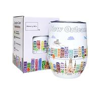 Beary Blu City Themed Artwork 12 Oz Tumbler Series - Designed in the USA - Vacuum Insulated Tumbler with Lids - Stainless Steel Wine Coffee Water Travel Mug, for Hot Cold Drink (New Orleans)