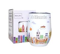Beary Blu City Themed Artwork 12 Oz Tumbler Series - Designed in the USA - Vacuum Insulated Tumbler with Lids - Stainless Steel Wine Coffee Water Travel Mug, for Hot Cold Drink (Atlanta)