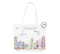 Beary Blu City Themed Artwork Tote Bag with Zipper Series- Designed in the USA, 17"x14", Souvenir & Gift, Houston, L
